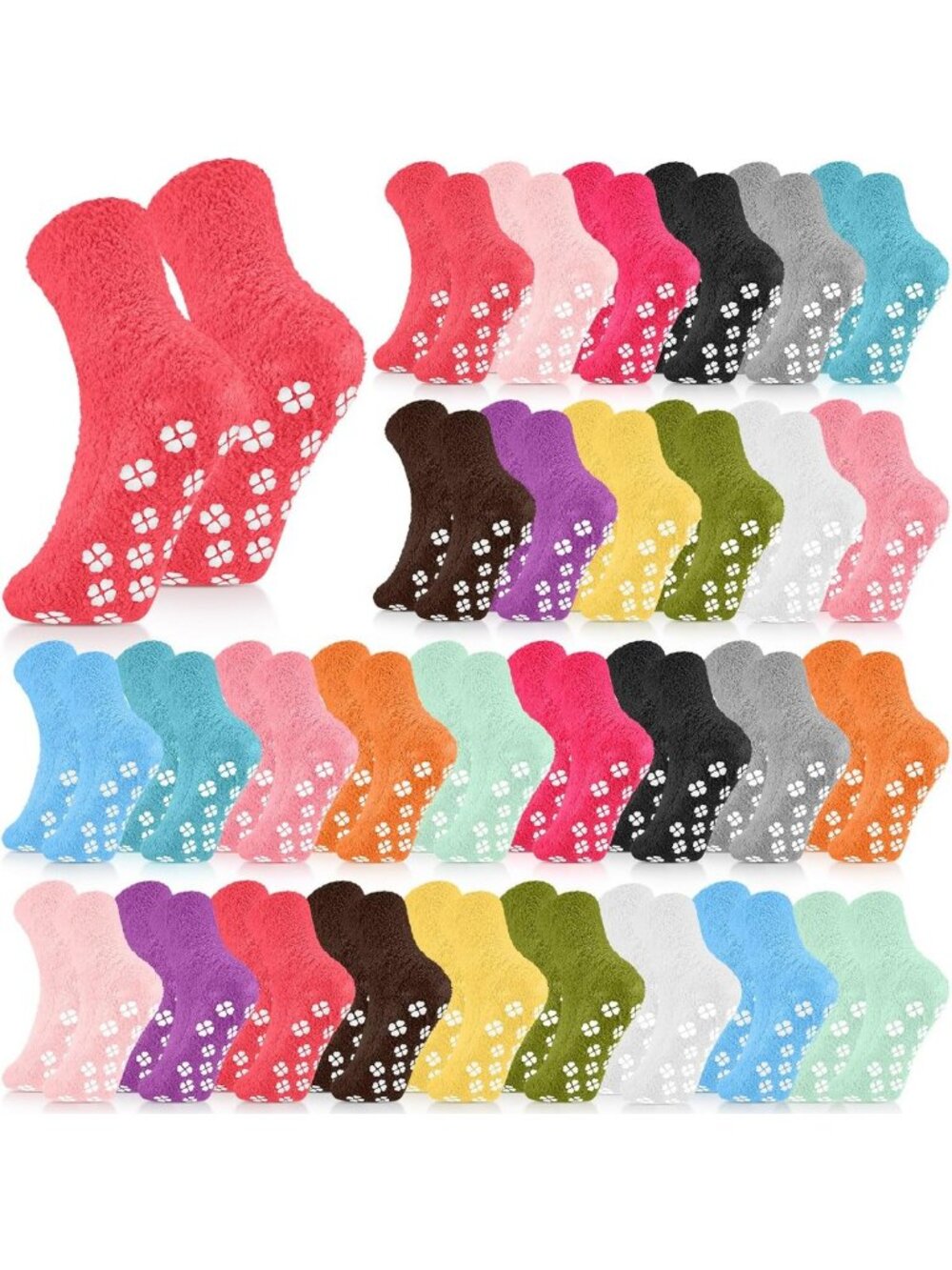 Cozy 30 Pack Women’s Fuzzy Non-Slip Socks with Grips - Perfect for Winter